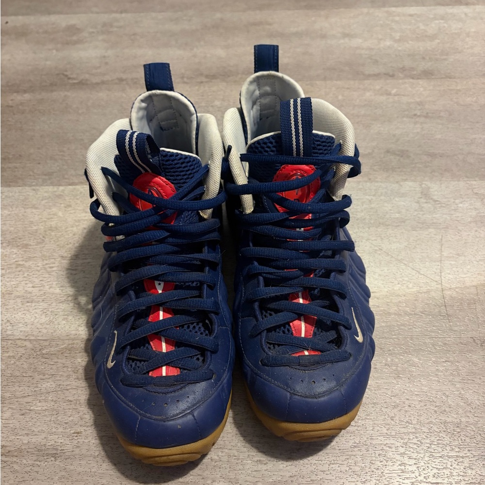 Blue and Red High-Top Sneakers